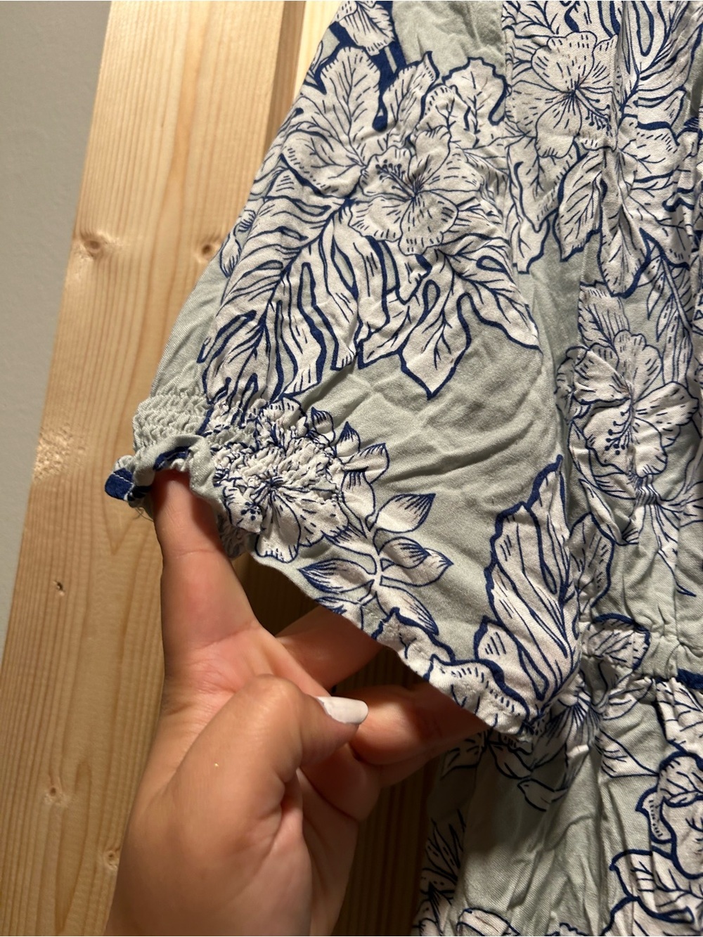 Lapis Floral Button-Front Midi Dress in Sage and Navy - Picture 3 of 5
